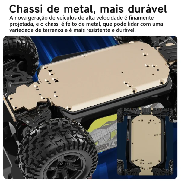 Carro de controle remoto com LED e chassi de metal para crianças - Imagem 3