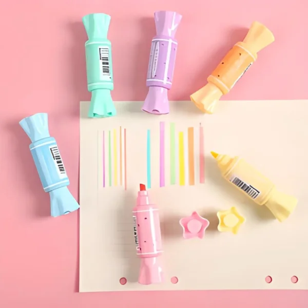 Kit com 6 Canetas Marca Texto fofos - Bala - Imagem 4