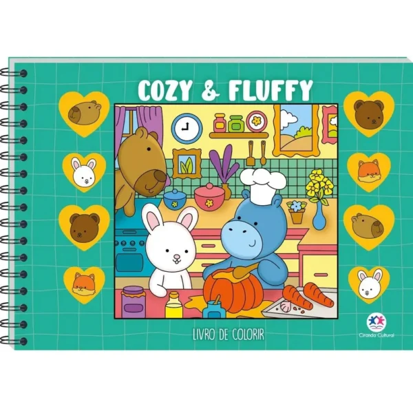 CADERNO DE COLORIR CAPA DURA 50 FOLHAS COZY & FLUFFY VARIOS DESENHOS - Imagem 4