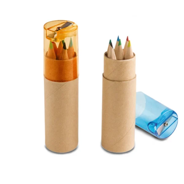 Kit com 6 Lápis de Cor com Apontador Kraft Escola Colorir - Imagem 2