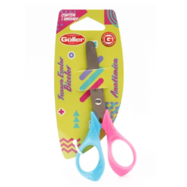 Tesoura Escolar Bicolor- Goller - Imagem 2
