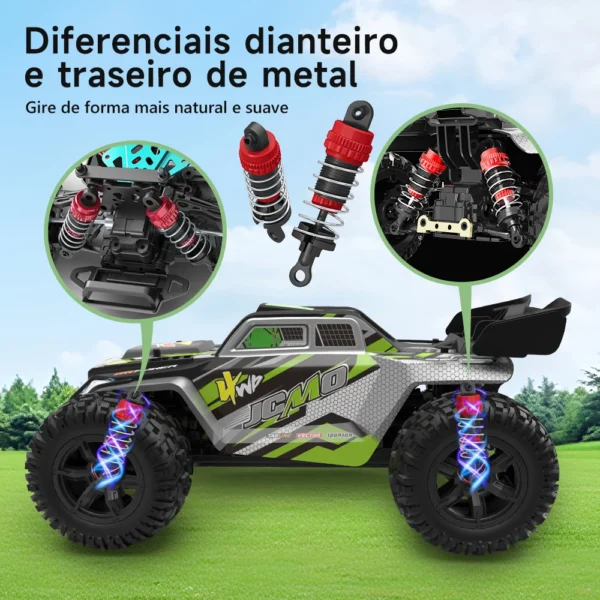Carro de controle remoto com LED e chassi de metal para crianças - Imagem 5
