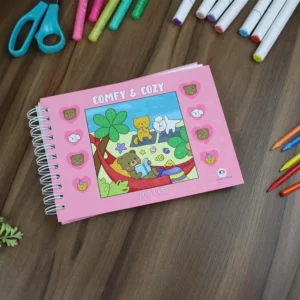 CADERNO DE COLORIR CAPA DURA 50 FOLHAS COZY & FLUFFY VARIOS DESENHOS
