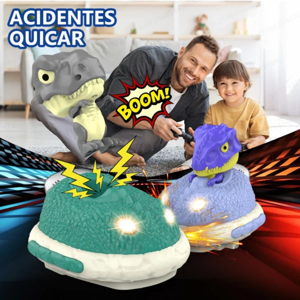 Controle remoto Dinosaur Bumper Car, RC Crash Cars com luz e música, salto automático quando colisão, presente para crianças, 2pcs - Imagem 2