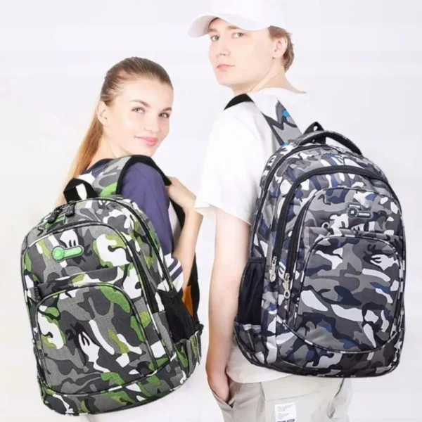 Mochila Camuflagem Para Menino e Menina, Mochila Escolar Para Viagem - Imagem 3
