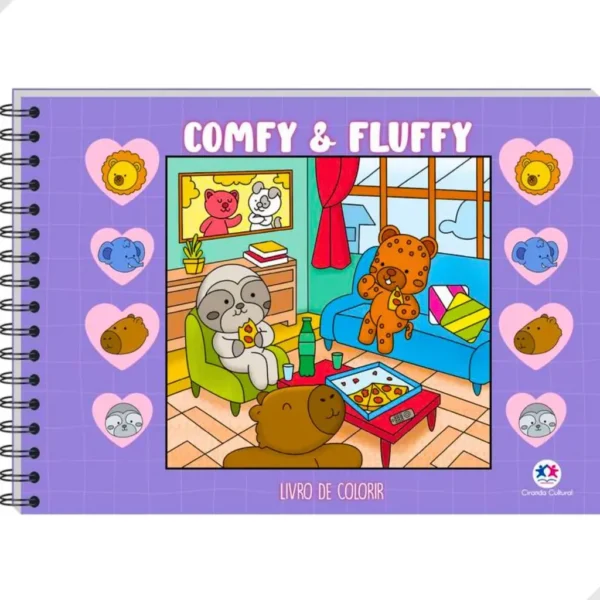 CADERNO DE COLORIR CAPA DURA 50 FOLHAS COZY & FLUFFY VARIOS DESENHOS - Imagem 2