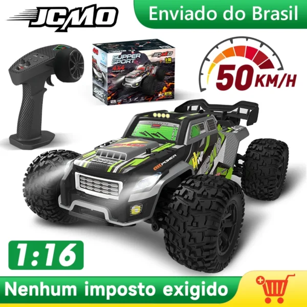Carro de controle remoto com LED e chassi de metal para crianças