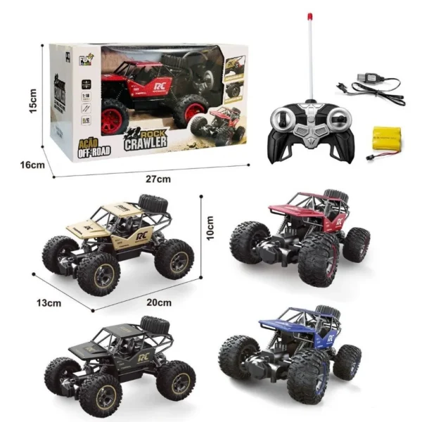 Carro de controle remoto, carrinho elétrico de corrida rápida caminhões de rock 1:18 RC Crawler - Imagem 6