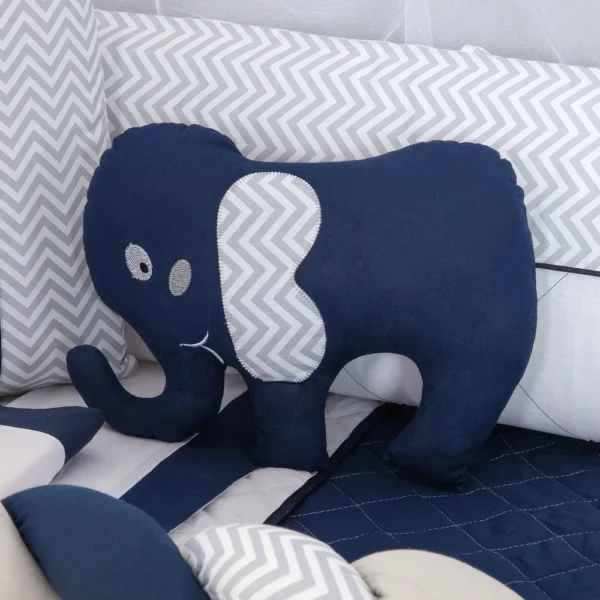 Kit Para Berço Padrão Americano Elefante Azul Marinho 10 Peças - Imagem 3
