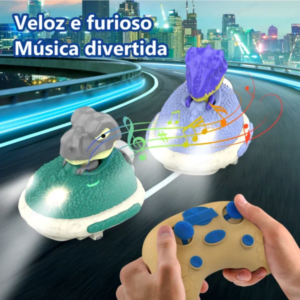 Controle remoto Dinosaur Bumper Car, RC Crash Cars com luz e música, salto automático quando colisão, presente para crianças, 2pcs - Imagem 3