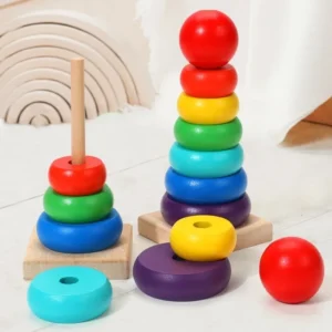 Torre Colorida Montessori Brinquedos Educativos Bebê Infantil Criança