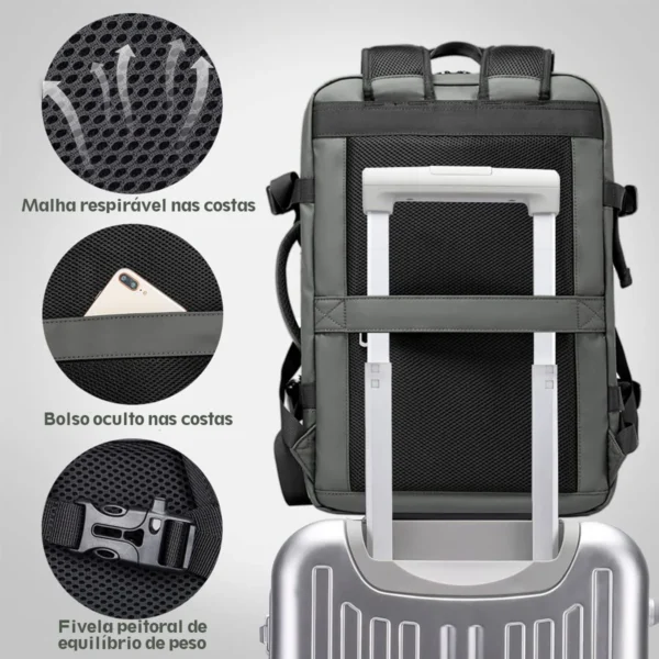 Mochila multifuncional de grande capacidade para laptop, carregamento USB, mochilas de escola de informática, bolsa impermeável - Imagem 6