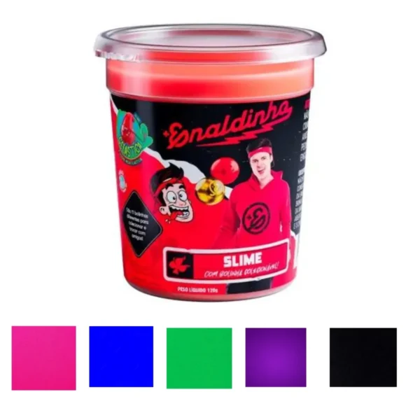 Kit com 6 Slime Gelastica Enaldinho Youtuber Com Bolinha Surpresa Cores Aleatórias ToysLab' - Imagem 4