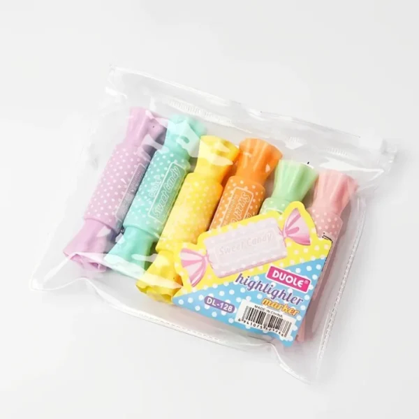 Kit com 6 Canetas Marca Texto fofos - Bala - Imagem 8