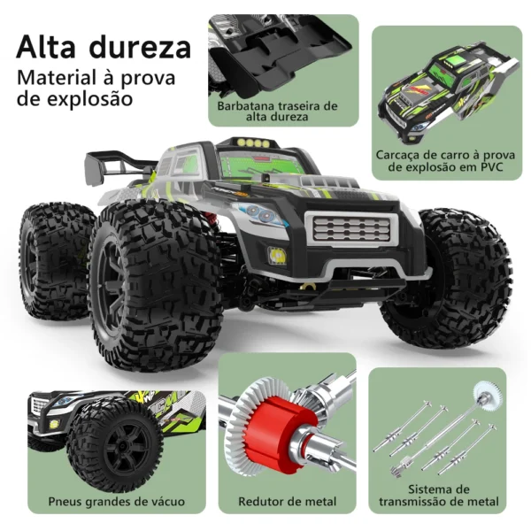 Carro de controle remoto com LED e chassi de metal para crianças - Imagem 2