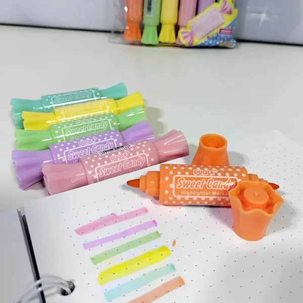 Kit com 6 Canetas Marca Texto fofos - Bala - Imagem 6