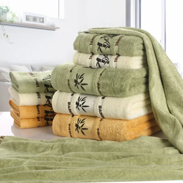 Toalha de banho verde de bambu 100% fibra de bambu bordada - Imagem 24