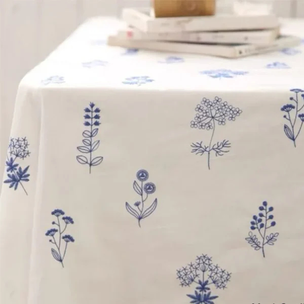 Toalha de mesa de algodão bordada, decoração de mesa de chá bordada floral