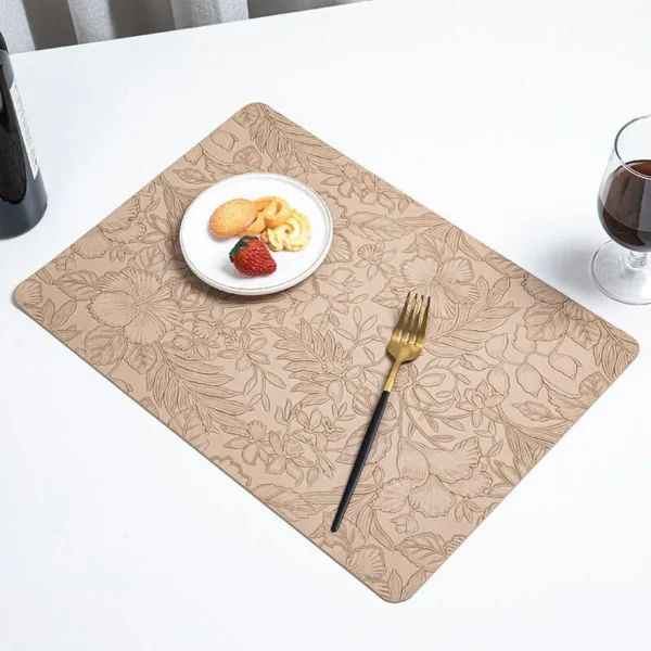 Tapete de mesa de couro almofada individual placemats coaster antiderrapante suporte para canecas copos titular tapete de café para pratos mesa de jantar - Imagem 2