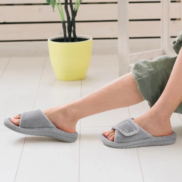 Comwarm chinelos femininos de pele ajustável - Imagem 5