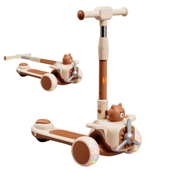 Patinete Aviãozinho Feliz Infantil 3 Rodas Dobrável com Luz Led Som DM Toys - Imagem 2