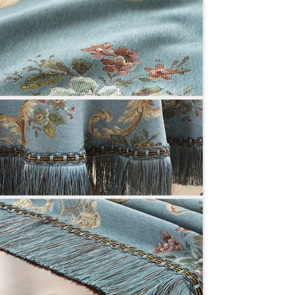 toalha de mesa jantar com borla luxo bordado capa flor elegante pano de mesa decoração sala estar - Imagem 6