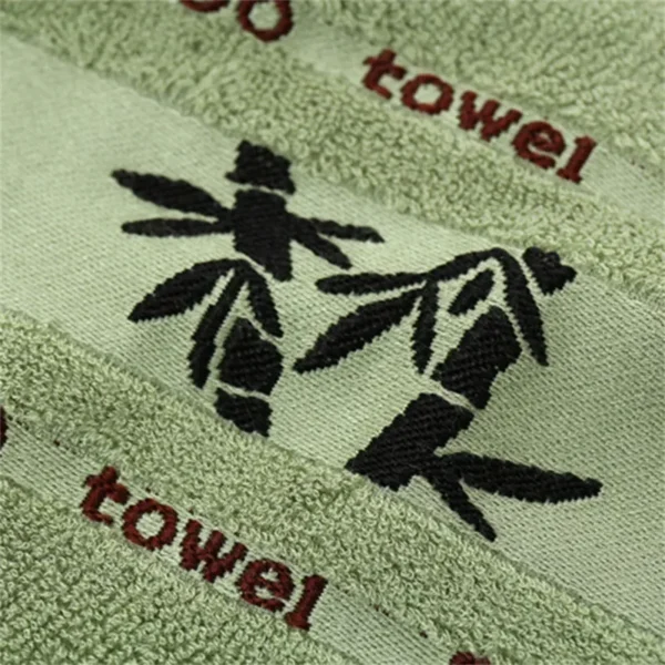 Toalha de banho verde de bambu 100% fibra de bambu bordada - Imagem 3