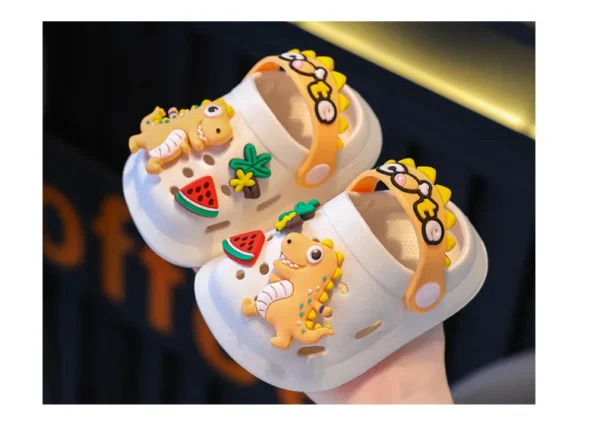 chinelos crianças sandálias macio anti-skid dos desenhos animados dinossauro diy - Imagem 8