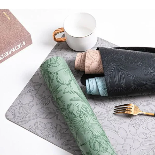 Tapete de mesa de couro almofada individual placemats coaster antiderrapante suporte para canecas copos titular tapete de café para pratos mesa de jantar - Imagem 6