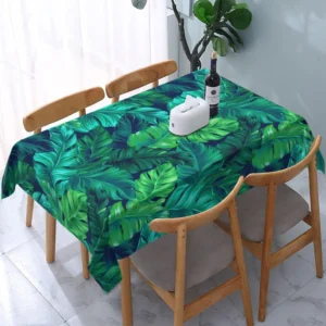 Folhas havaianas tropicais turquesa padrão de folhas toalhas de mesa verão lavável