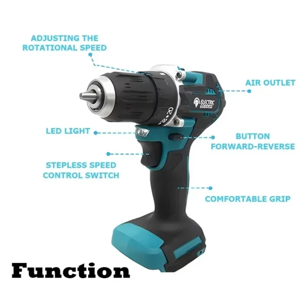 Makita DDF487 18V Chave de fenda sem escova Broca elétrica de decoração Ferramentas elétricas para Makita 18V Bateria - Imagem 3
