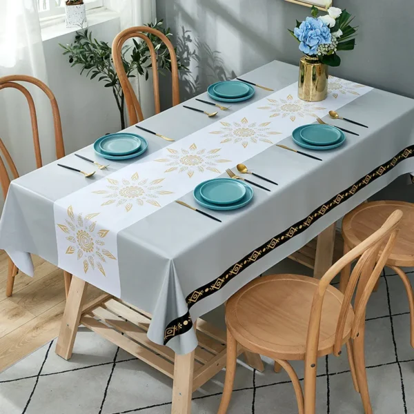 Toalha retangular para cozinha e restaurante, Decoração de mesa impermeável, estilo elegante e simples - Imagem 4