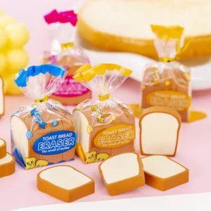 4 pçs/lote borrachas, bonito torrada pão borracha escola papelaria criativo
