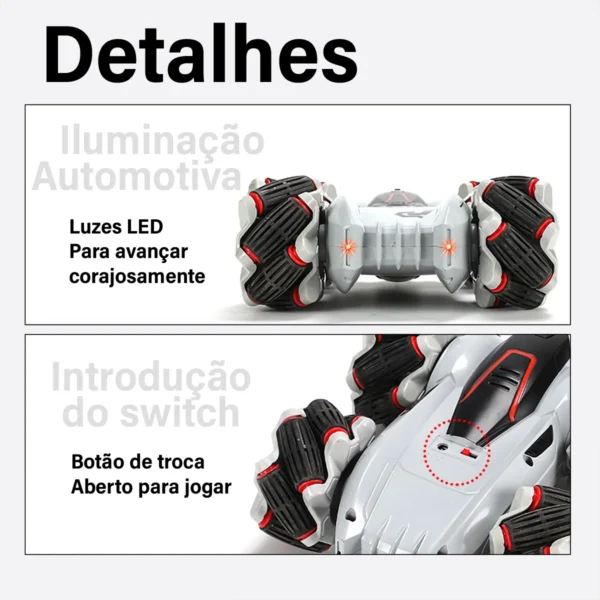 Carrinho De Controle Remoto Inteligente Rápido 360° Brinquedo Inteligente - Imagem 4