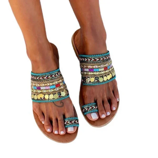Chinelos Mulheres Sandálias Verão Estilo Grego Boho Folk-custom - Imagem 4