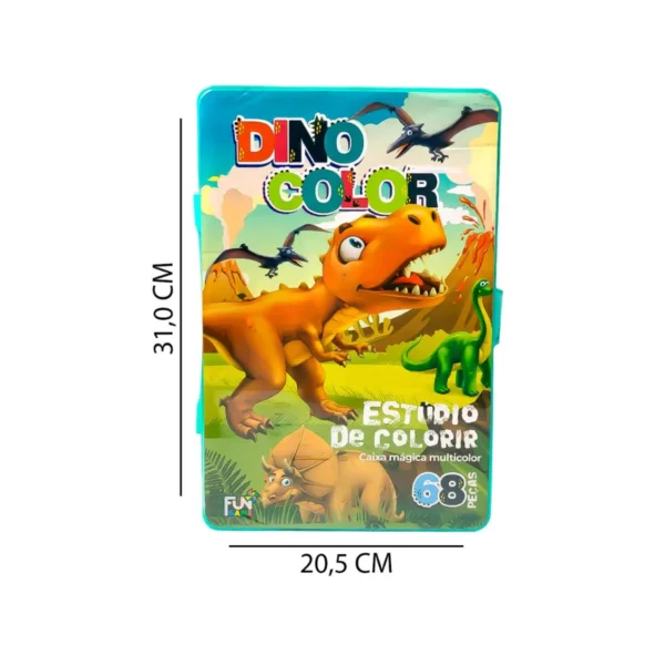 Maleta Estojo Pintura Escolar Dinossauro 68 Peças Canetinhas - Imagem 5
