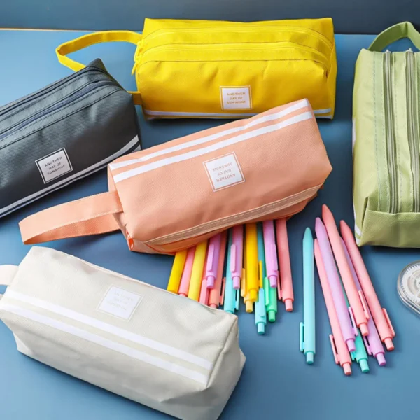 Estojo Tons Pastéis Duplo Para Lápis Caneta Escolar Organizador - Imagem 5