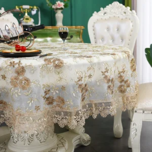 Battilo-Toalha De Mesa De Renda Bordada Retangular