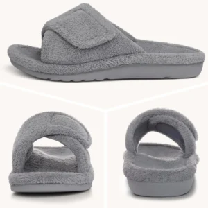 Comwarm chinelos femininos de pele ajustável