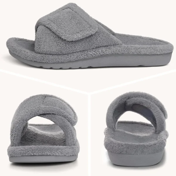 Comwarm chinelos femininos de pele ajustável