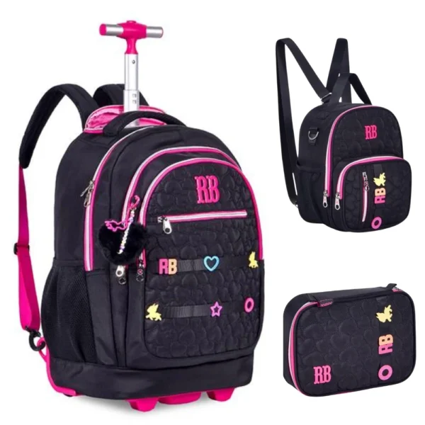 Kit Mochila de Rodinhas Oficial Rebecca Bonbon Preto