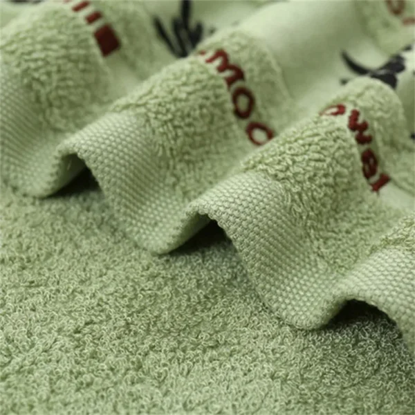 Toalha de banho verde de bambu 100% fibra de bambu bordada - Imagem 4