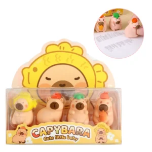 4 Peças Mini Borrachas Kawaii Capivara Fofinha Escolar Borracha Papelaria