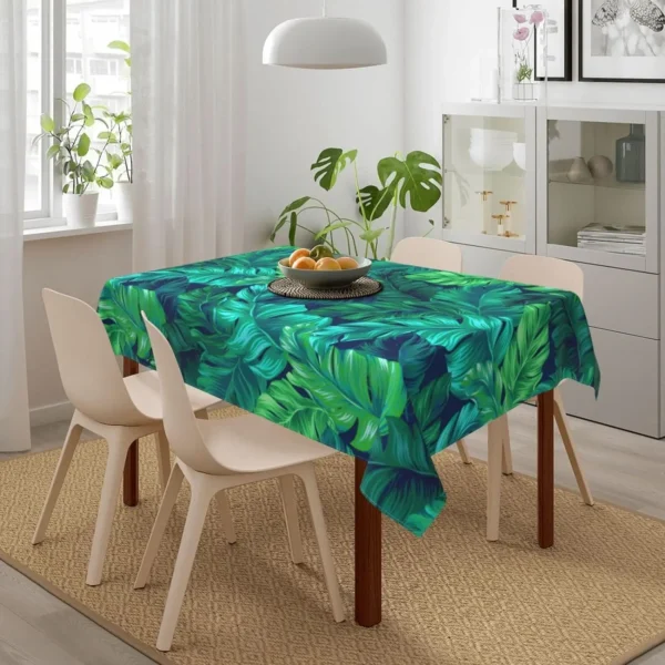 Folhas havaianas tropicais turquesa padrão de folhas toalhas de mesa verão lavável - Imagem 4