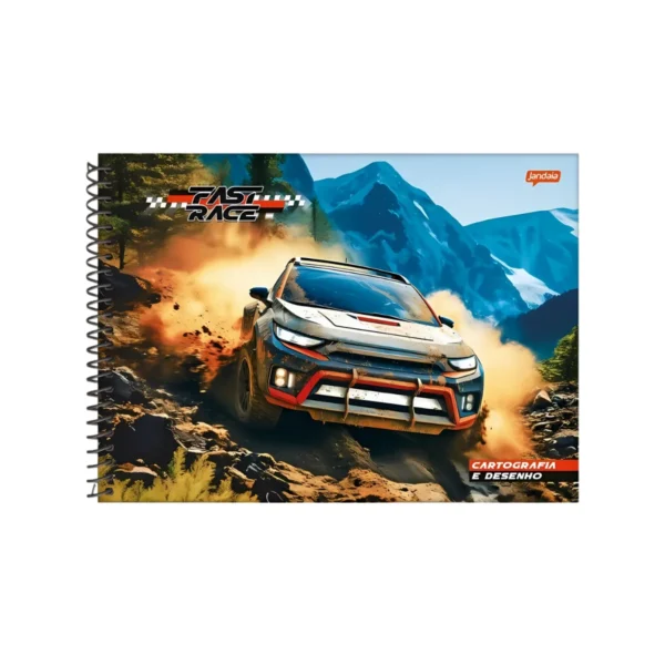 Caderno Espiral Cartografico 80Fls Carros Fast Race Jandaia - Imagem 5