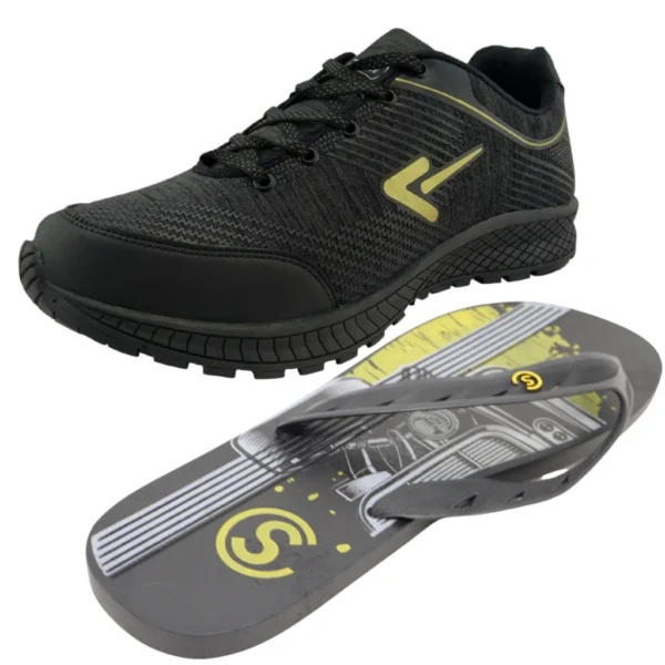 Kit Chinelo Masculino e Tenis Box 200 Versatil Esportivo Leve Ergonomico Moderno Macio Confortavel Estiloso Antiderrapante - Imagem 4