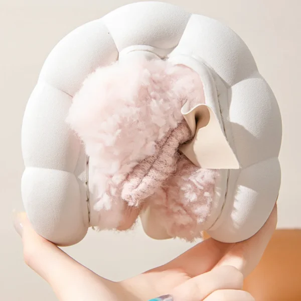 Inverno quente chinelos de pele para mulheres bonito arco casa antiderrapante - Imagem 4