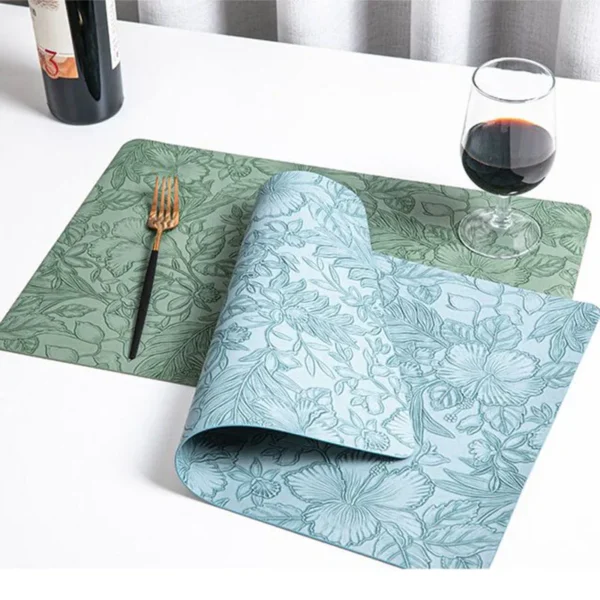 Tapete de mesa de couro almofada individual placemats coaster antiderrapante suporte para canecas copos titular tapete de café para pratos mesa de jantar - Imagem 5
