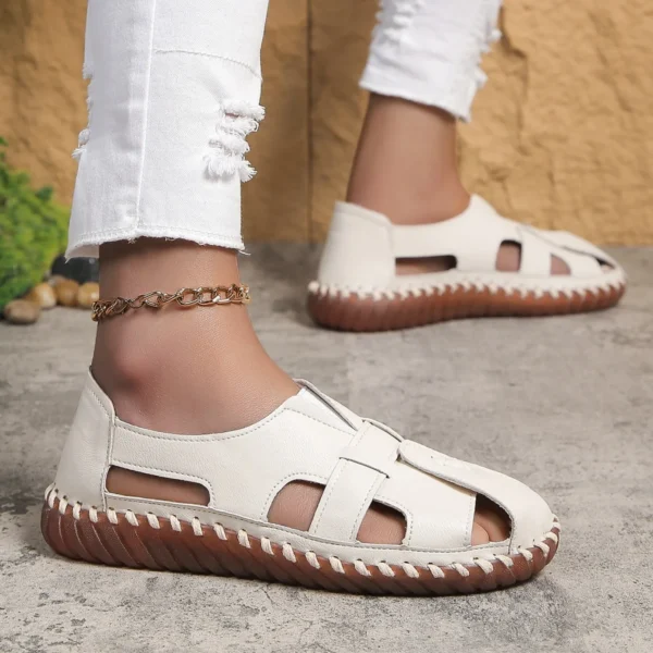 Sola macia sandálias femininas verão apartamentos confortáveis antiderrapantes mocassins respirável - Imagem 9