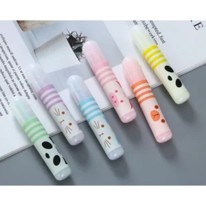 Kawaii, Mini Marca Texto neon, Bichinhos, Pack com 6 cores
